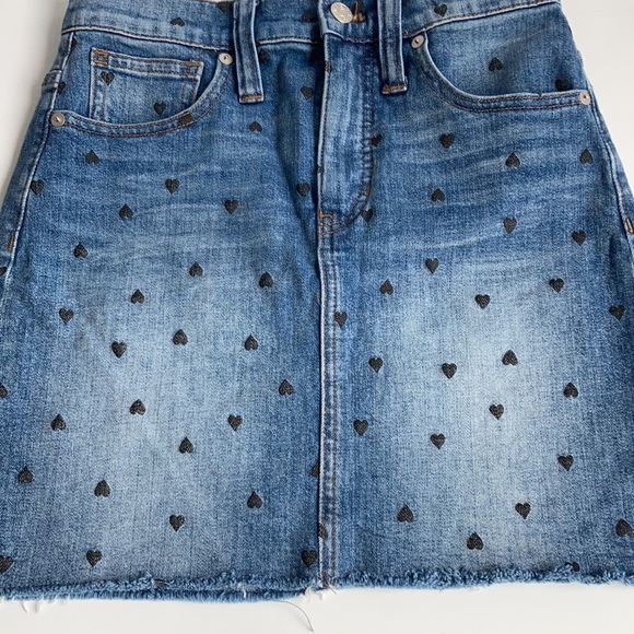 Madewell stretch denim straight mini skirt black heart print edition - Picture 9 of 15